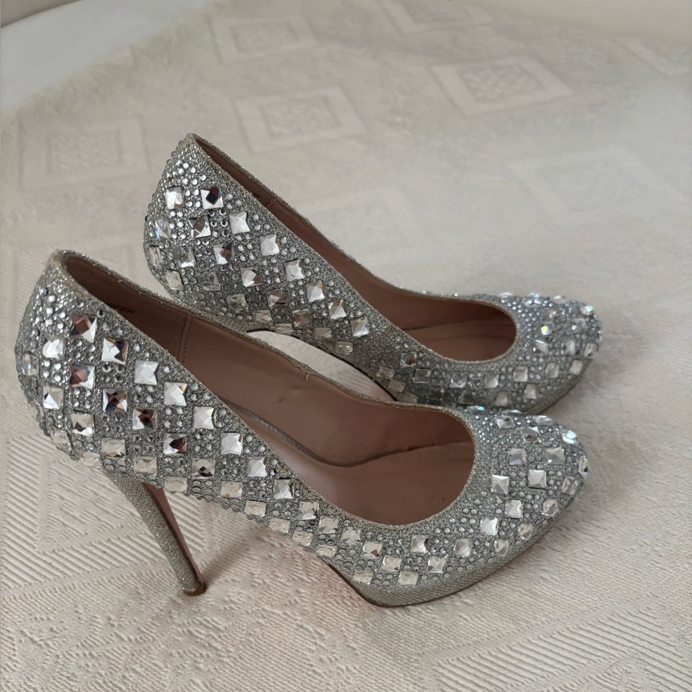 Lauren Lorraine Silver Sparkle Heels